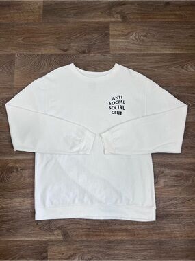 Anti Social Social Club White Crewneck with Black Chest Logo/A423